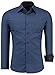 Herren-Hemd – Slim Fit – bügelfrei / bügelleicht – Ideal für Anzug, Freizeit, Business, Hochzeit – viele verschiedene Farben – Langarm Hemden mit Kontrast für Männer - navyblau - XL