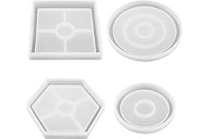 Getyjoe 4 Piezas Moldes de Resina de Silicona DIY Moldes Silicona Manualidades Resina Epoxi Moldes para Manualidades Fundición de Resina Kit de Decoración del Hogar