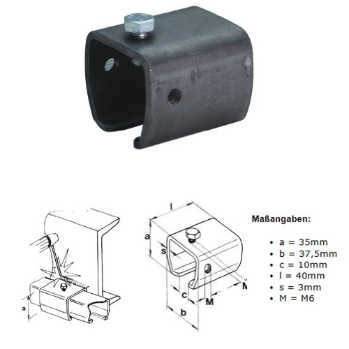 Preisvergleich Produktbild Bauer 113056, Anschweißmuffe zur Laufschienen-Befestigung Typ 10