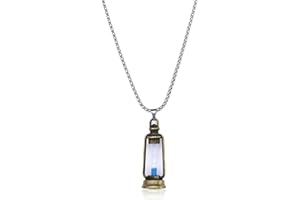 HZAOPZE Sanduhr-Halskette Halskette Mit Sanduhr-anhänger Sanduhr Kette Metall, Für Herren Pullover Halskette Sanduhr-halsschmuck Stahl Pullover Kette Jahrgang, Kerosinlampenform, feiner Blauer Sand