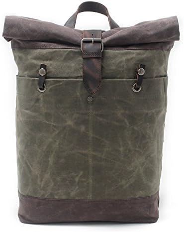 New Man/Student Canvas Leather Backpack16950 (Army Green)