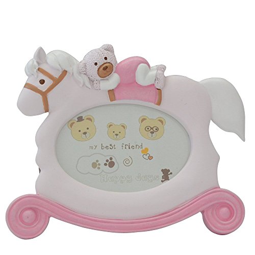 Giftgarden 5x8 Bilderrahmen in Pferdsform für Babyfotos Dekorahmen rosa