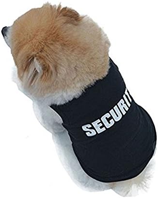 New Fashion Cute Small Pet Clothing, Hmeng Summer Lovely Puppy Security Costumes Outfit Vest T-Shirt Perfect for Walking Jogging (L, Black)