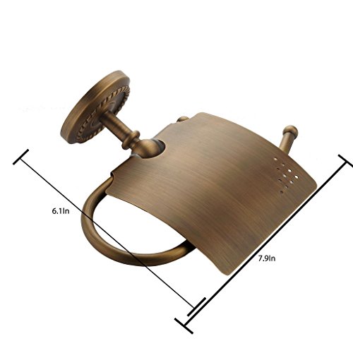 Weare Home geschnitzt Antik Badezimmer Toilettenpapierhalter Klopapierhalter mit Deckel, voller Kupfer, Messing, Bronze, Wandhalter - 2