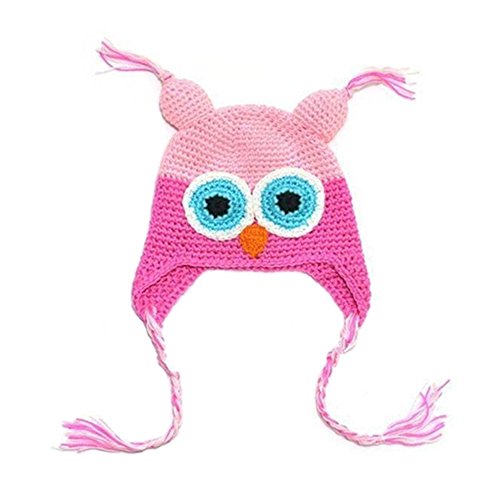 Multicolor Knitted Baby Girls Boys Hat Owl with Ear Flap (3)