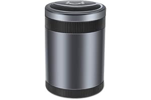 Wooauto Auto-Blauer LED-Licht-Aschenbecher Winddicht Aschenbecherhalter mit Automatischer Sensorschalter Deckel Hochflammhemmender Rauchfreier Aschenbecher Müll Abfalleimer für Getränkehalter,grau