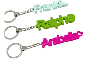 Personalised keyring for kids, Name keyring with icons, Name Tags, Sturdy high quality keychain, Letter keyring, Stocking Fil
