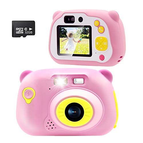 Sonkir 32 Go Appareil Photo numérique Rechargeable, Appareil Photo Frontal Portable de 15,0 MP et Appareil Photo/caméscope, Cadeau pour garçons et Filles (Rose)