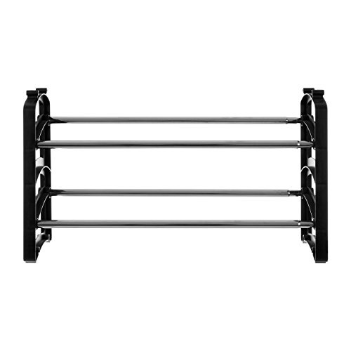 Estante Shoe Rack 2 Tier/Stackable/Extendable Black/Chrome Finish Colour Design