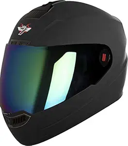 Steelbird SBA-1 7 Wings Full Face ABS Shell Matt Finish Helmet with Gold Visor (Large 600 mm , Axis Grey)