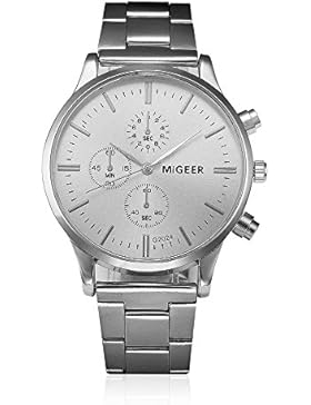 COLORFUL Männer Armbanduhr, Crystal Edelstahl, Stahl Analog Quarz (B)