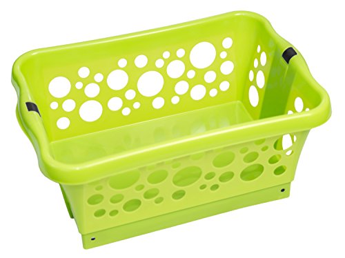 Menz Baski – Wäschekorb mit ausklappbaren Beinen, 1 Stück in kiwi | rückenfreundliche Klappautomatik, Korb: 65 x 44 x 30 cm, Standhöhe ca. 60 cm – Made in Europe - 2