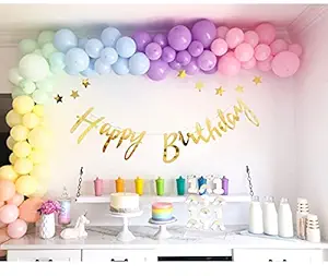Special You Pastel Rainbow Happy Birthday Decoration DIY Combo Set with Balloon Garland Arch Tape - 53 pc , Rainbow Theme Decorations Balloons for Baby Boys Girls Kids Colorful Items