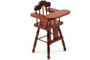 MyTinyWorld Dolls House Miniature Childrens Mahogany High Chair