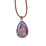 Quaan-Home Women's Luminous Dried Flower Teardrop Pendant Necklace Charm Chain Jewelry