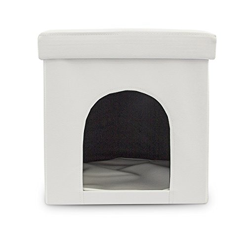 Relaxdays Hundebox Sitzhocker HBT 38 x 38 x 38 cm stabiler Sitzcube mit praktischer Tierhöhle für Hunde und Katze aus hochwertigem Kunstleder und Deckel zum Abnehmen für Ihren Wohnraum, weiß - 8