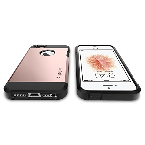 iPhone SE Case, Spigen [Tough Armor] HEAVY DUTY [Rose Gold] EXTREME Protection Dual Layer Case for iPhone SE/5S/5 - Rose Gold (041CS20190)