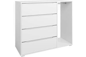 Vicco Szafa na ubrania dla dzieci Ruben, biała, 120 x 101,9 cm z 4 szufladami