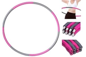 Gadgetzone Weighted Hula Hoop For Adults 1.2kg Exercise Hula Hoop Padded Fitness Equipment Home Gym Workout Weighted Hoop 8 Parts Portable Compact Pink/grey Exercise Equipment For Home Use