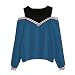 Produktbild Damen Off-Schulter Pullover ,Frauen Kapuzenpullis Pulli Bluse Sweatshirt (S, Blau)
