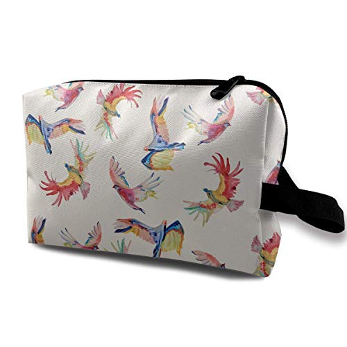 Cute Bird Drawing Artwork Lady Travel Make Up Bag Toiletry Clutch Bag