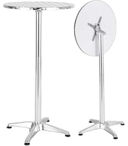 MoNiBloom Modern Round Bar Table, Height Adjustable Bar Table