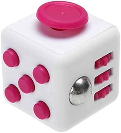 DU30 Fidget Toy Anxiety Attention Stress Cube Relief Stocking stuffer Relieves Stress for Children &amp; Adults (White-Pink)
