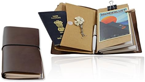 Hipsters Traveller's Notebook - Premium Leather - Refillable and Customizable - 2 Notebooks, Kraft Insert, and Zip case (Regular Size : 22 * 13 cm )
