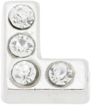 7mm Alphabet L Floating Locket Charms with Rhinestone-10pcs