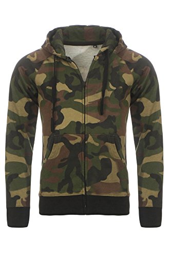 Happy Clothing Giacca da uomo con cappuccio mimetico con cappuccio, Größe Textil:S, Farbe:Verde