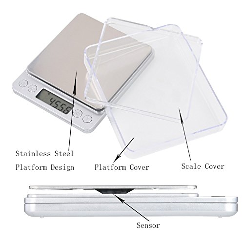 Digitale Küchenwaage, SANNU 0.1g / 3000g Digitale Multifunktions-Taschenwaage mit hinterleuchtetem LCD-Display - 4