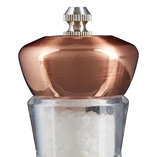 5 teiliges Pfeffermühlen Set, manuell, 2 große und 2 kleine Gewürzmühlen, mit Halter, Salzmühle mit Keramikmahlwerk, nachfüllbar, kupfer - 5