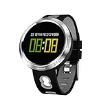 LongYu Smart Armband Farbdisplay OLED Runder Bildschirm Touchscreen Schrittanzahl Herzfrequenz Blutdruck Sauerstoff Information Push X9VO (schwarz, grün, rot, Silber) (Color : White)