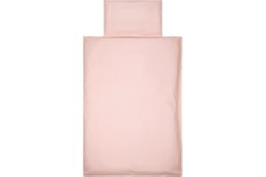 ‎YENGAS YENGAS Children's Bedding Set with Zip 100 x 135 cm, Plain, 100% Cotton (Oeko-Tex), 2-Piece Duvet Cover 100 x 135 cm and Pillowcase 40 x 60 cm, Child/Baby (Pink)