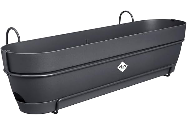 Elho Vibia Campana Balconnière Allin1 70 - Planteur pour Balcon - Ø 70.4 x H 17.7 cm - Noir/Anthracite