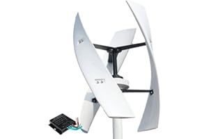 HUIZHITENGDA Éolienne Verticale Blanche, 3 Lames Génératrice Verticale À Éoliennes 12V / 24V / 48V / 220V 6000W pour Le Jardin Et La Maison (Blanc)