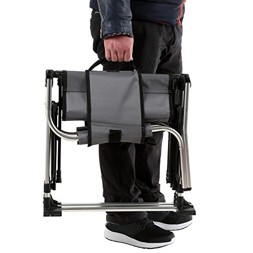 FUXTEC faltbarer Klappstuhl Anglerstuhl Campingstuhl FX-NC-117 grau klappbar mit robustem Alugehäuse, gepolsterte Armlehnen, platzsparend, mit Tragegriff, äußerst belastbar bis 120 kg – Das Original mit Qualität! - 8