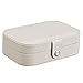 Produktbild BYBAY Travel Jewelry Case, Schmuck Organizer Display Box Leder Ohrringe Lagerung 2-lagig für Schlafzimmer, Desktop, weiß