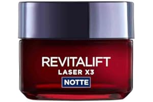 L'OREAL PARIS L'Oréal Paris Crema Viso Notte Revitalift Laser tripla azione, Azione Antirughe e Anti-Età, Pelle Ridensificata e e Rinforzata, Con Acido Ialuronico, Vitamina C e Pro-Retinolo, 50 ml