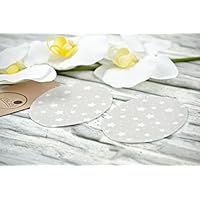 Aufnäher aus Bio-Baumwolle, Flicken, ca. 6,5 x 9 cm, Applikation, Knieflicken, Patch zum Aufbügeln, Baby, Kind, Mädchen, Jungen, creme, beige, natur, Sterne weiß