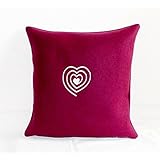 Wollfilz - Sofa Kissen bordeaux bestickt