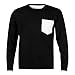 Produktbild ESAILQ Männer Lässige Solide Patchwork Tasche Langarm Tops Bluse(Small,Schwarz)