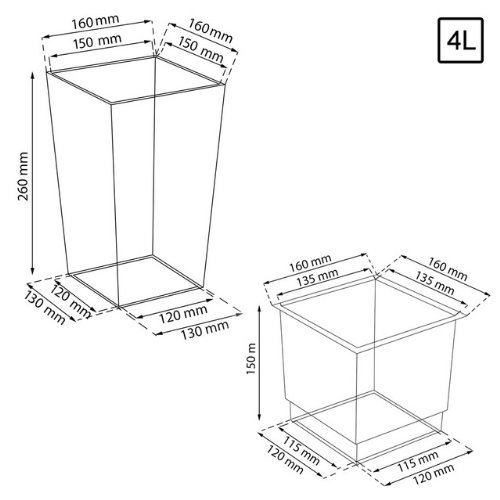 Dekoratives 3er Set Blumenkübel Blumentopf schiefer grau glänzend Pflanzeinsatz Coubi Serie - 3