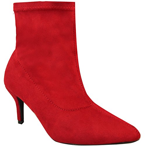 Fashion Thirsty Heelberry New Womens Ladies Low Kitten Heel Stretch Ankle Boots Smart Office Work Size