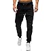 Produktbild OdeJoy Männer Herbst Winter Beiläufig Langehose Elastisch Tether Hose Kordelzug Bewegung Hose Persönlichkeit Sporthose Einfarbig Kleine Füße Hose Casual Jogginghose (Schwarz,L)
