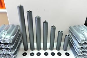 Miroytengo Pack 4 Patas 35 cm para somier o Base tapizada cilindricas Medidas Especiales Metal