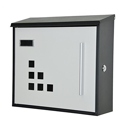 Preisvergleich Produktbild nanook Pixel - Briefkasten Wandbriefkasten, wetterfest, pulverbeschichteter Stahl - schwarz grau