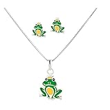 SL - Colgante Silver Juego Infantil Pendientes con Cadena Rey Rana 925 Plata en Estuche de...
