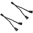JBtek Pwm All Black Sleeved Fan Splitter Cable 1 to 2 Converter - Pack of 2