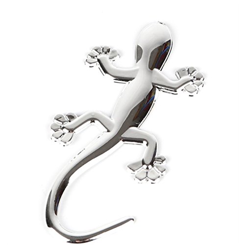 Etiqueta engomada del Coche del patrón del Gecko de la Personalidad 3D 3pcs para los rasguños de la Cubierta (Plata) para Diario álbumes de Recortes Tarjetas